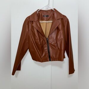 Women’s cropped pleather jacket - Size: 3XL